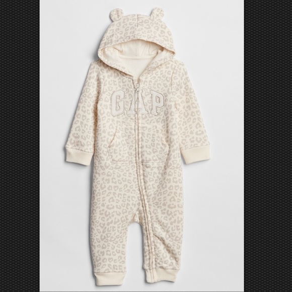 Gap Girls 0 3 6 12 Month Leopard Logo Romper - Picture 6 of 7